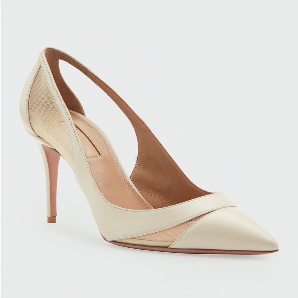 AQUAZZURA Savoy Napa & Mesh Point-Toe Pumps